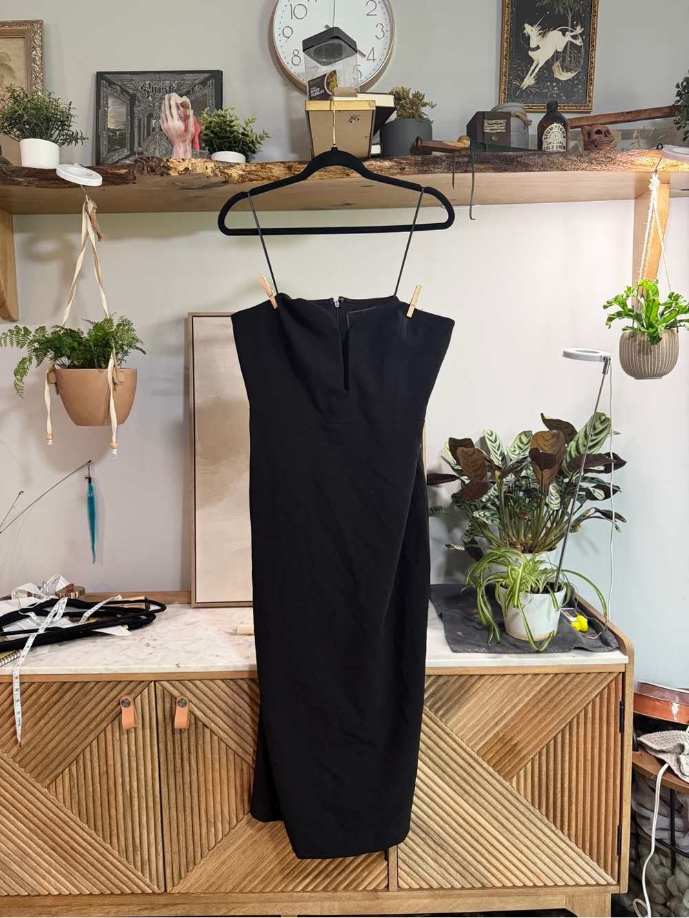 BCBGMaxazria Black Strapless Midi Gown